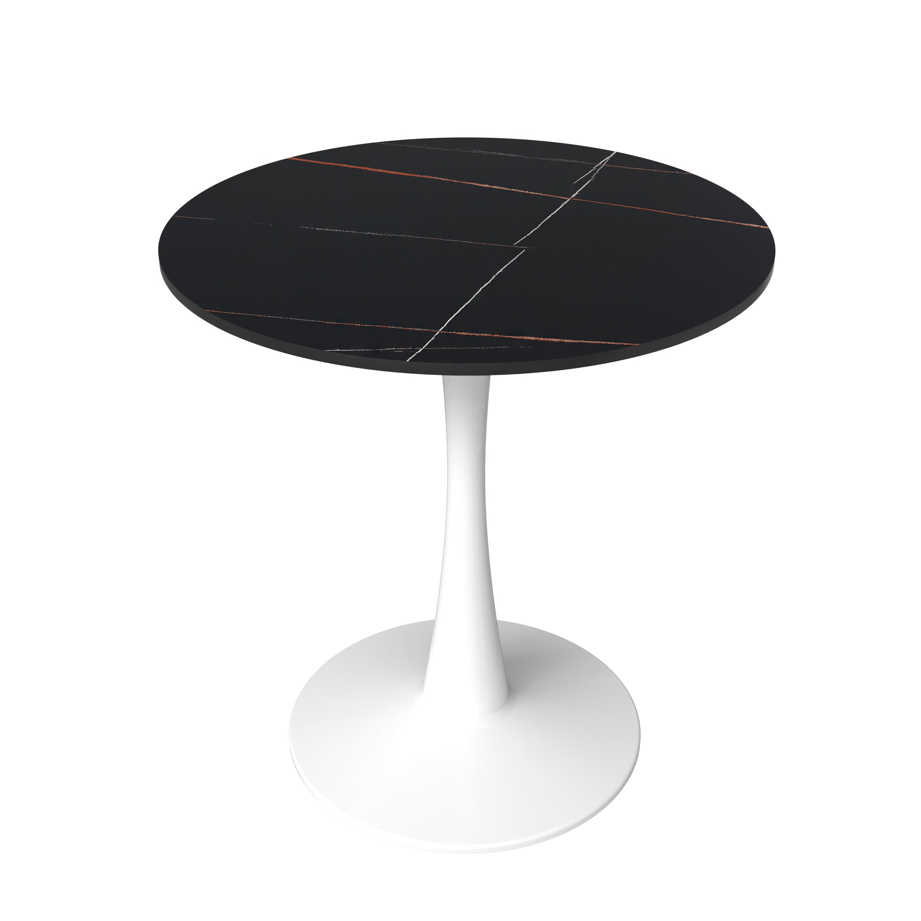 Bristol Round Dining Table with MDF/Sintered Stone/Glass Wood Tabletop in White Steel