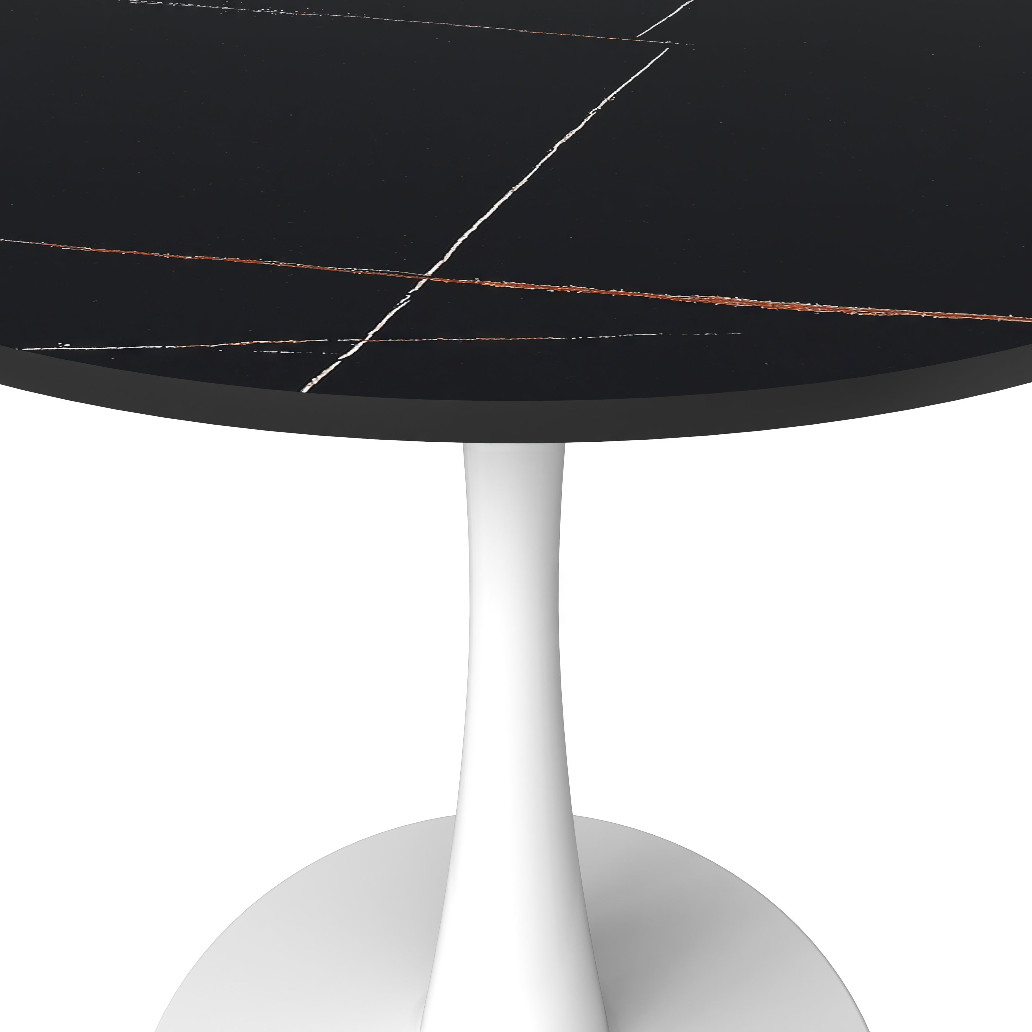 Bristol Round Dining Table with MDF/Sintered Stone/Glass Wood Tabletop in White Steel