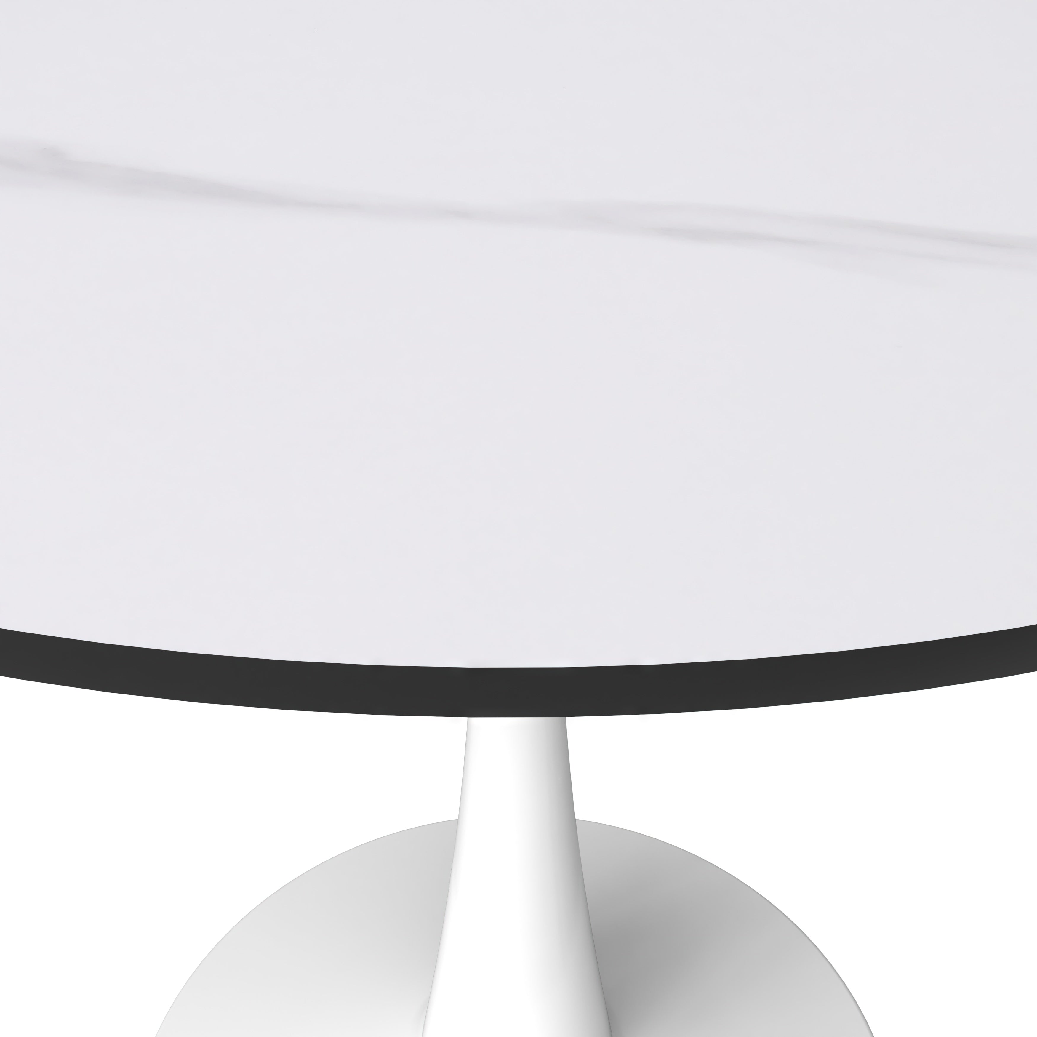Bristol Round Dining Table with MDF/Sintered Stone/Glass Wood Tabletop in White Steel