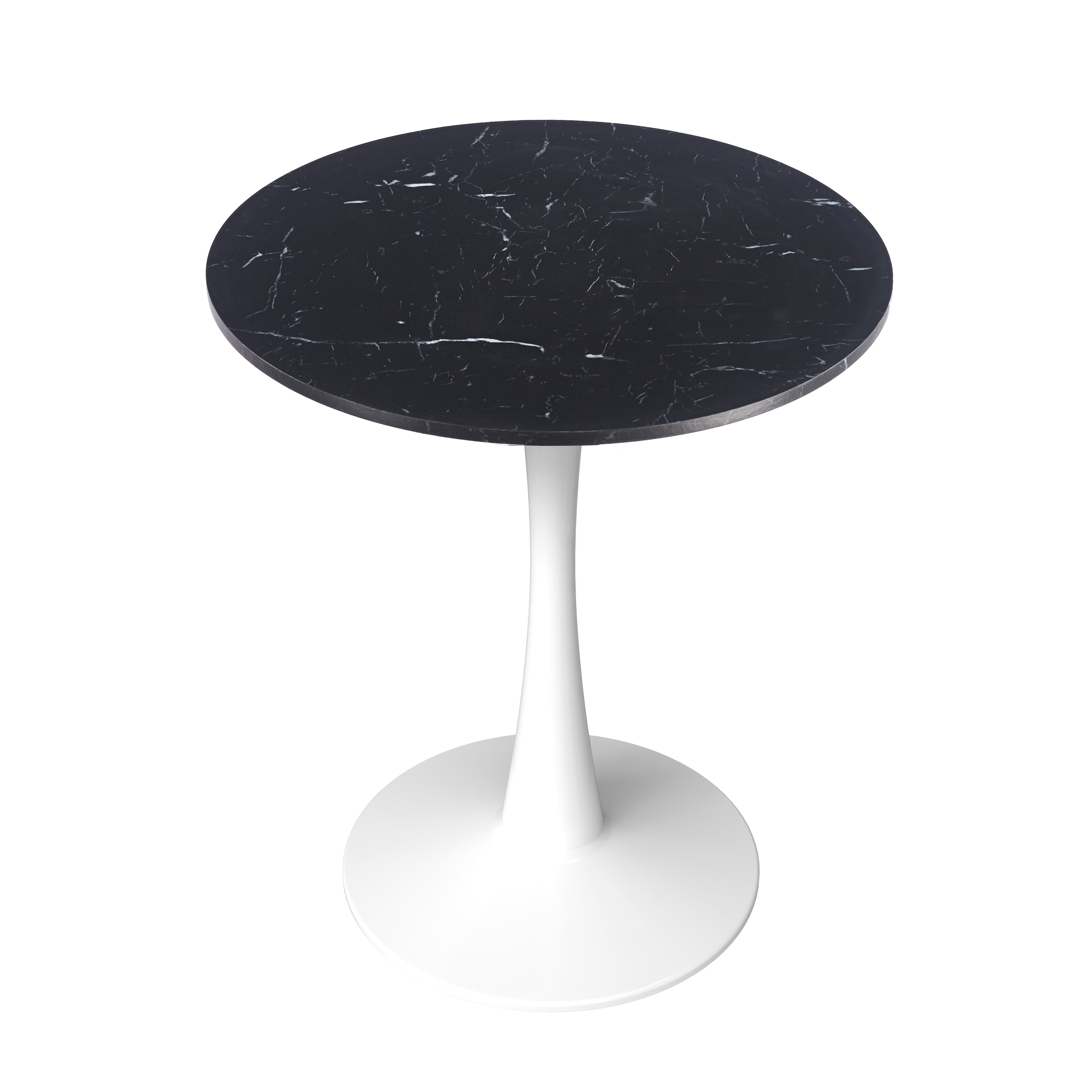 Bristol Round Dining Table with MDF/Sintered Stone/Glass Wood Tabletop in White Steel