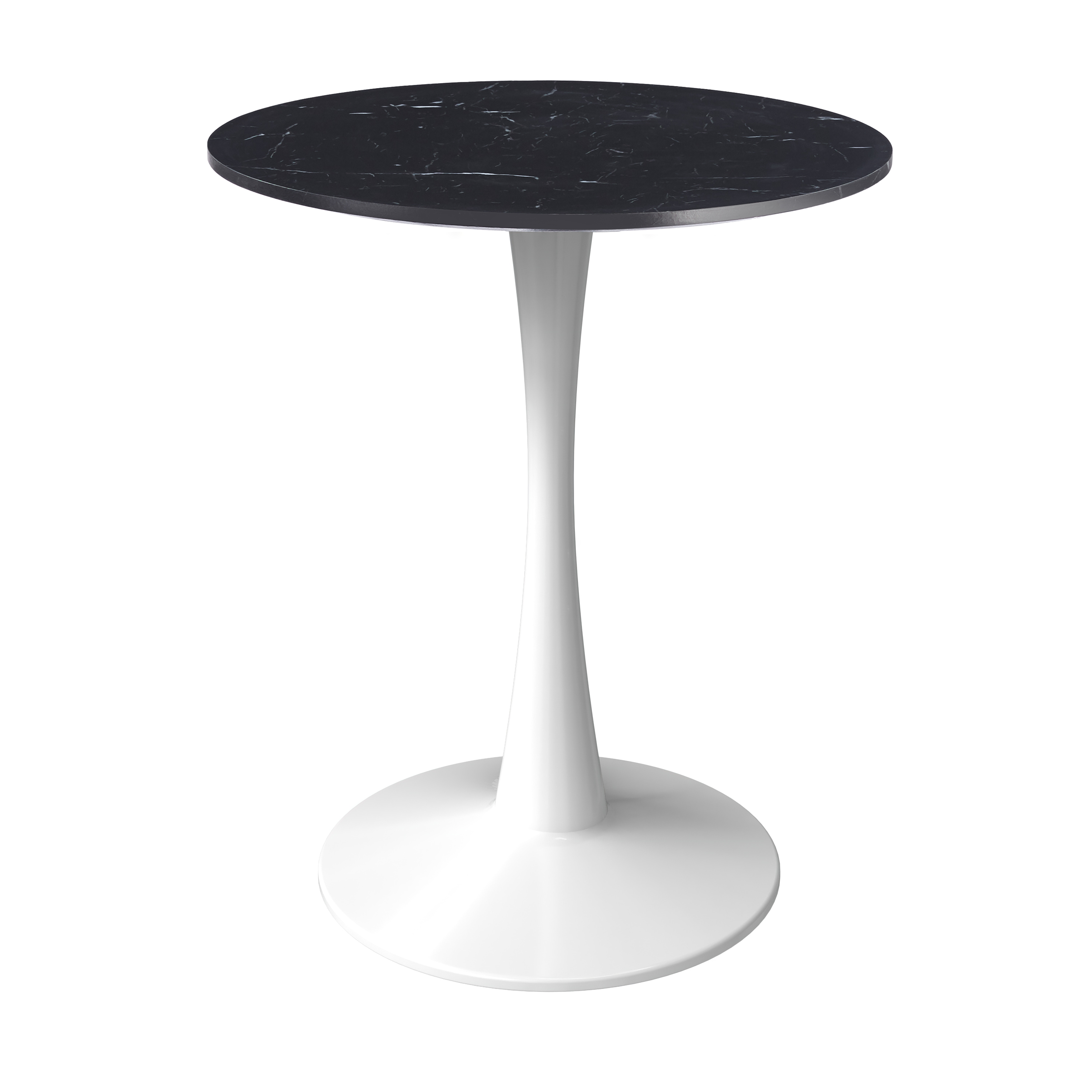 Bristol Round Dining Table with MDF/Sintered Stone/Glass Wood Tabletop in White Steel