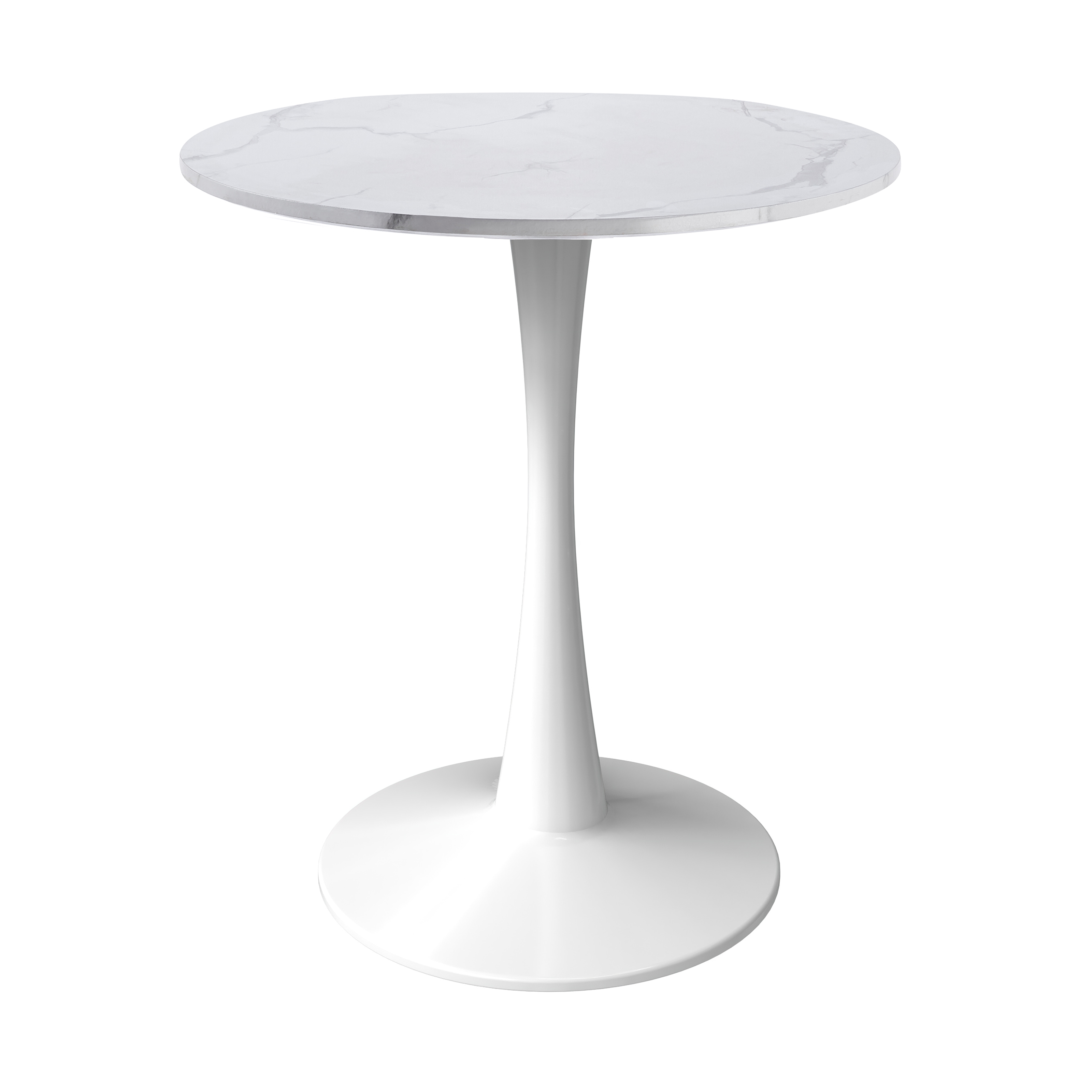 Bristol Round Dining Table with MDF/Sintered Stone/Glass Wood Tabletop in White Steel