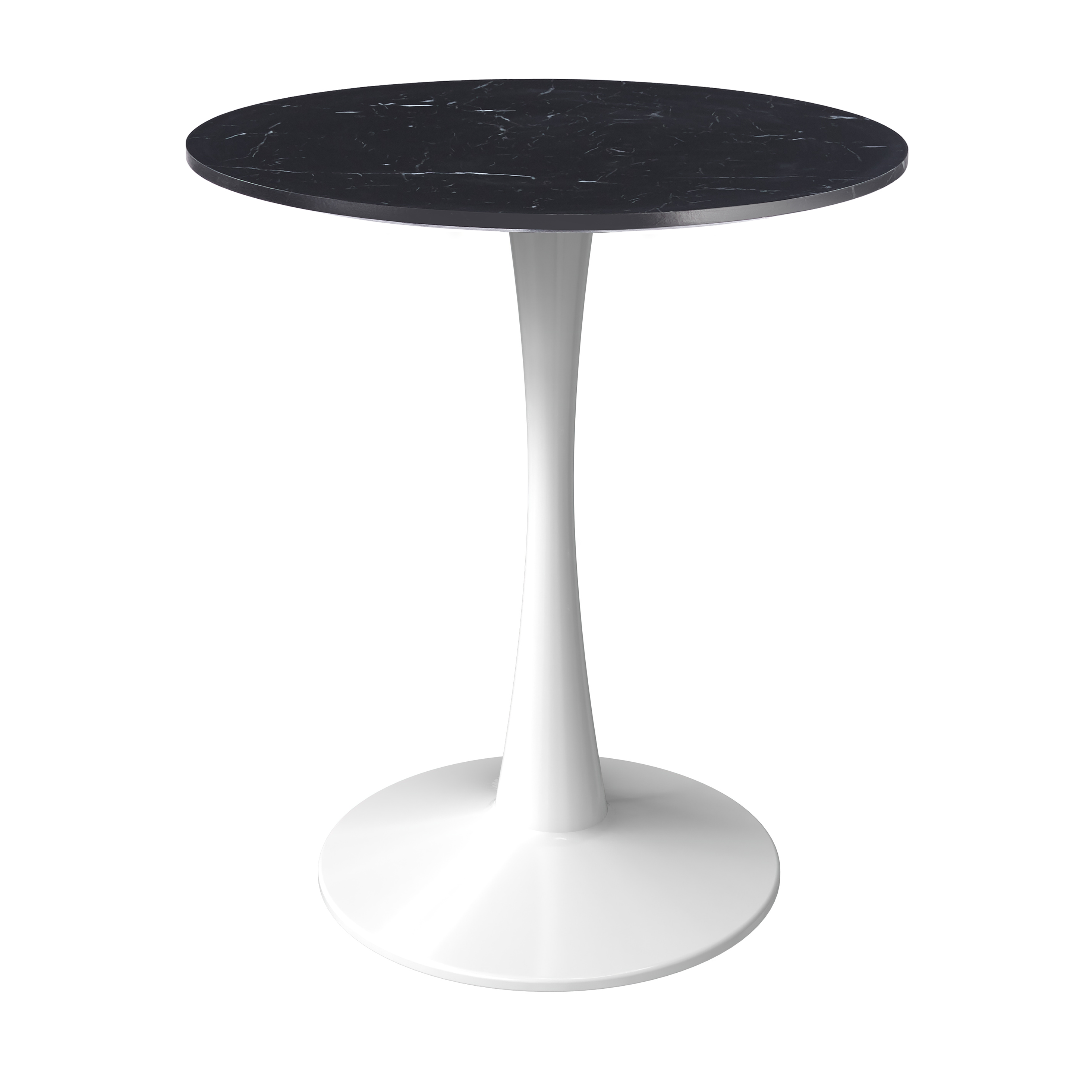 Bristol Round Dining Table with MDF/Sintered Stone/Glass Wood Tabletop in White Steel