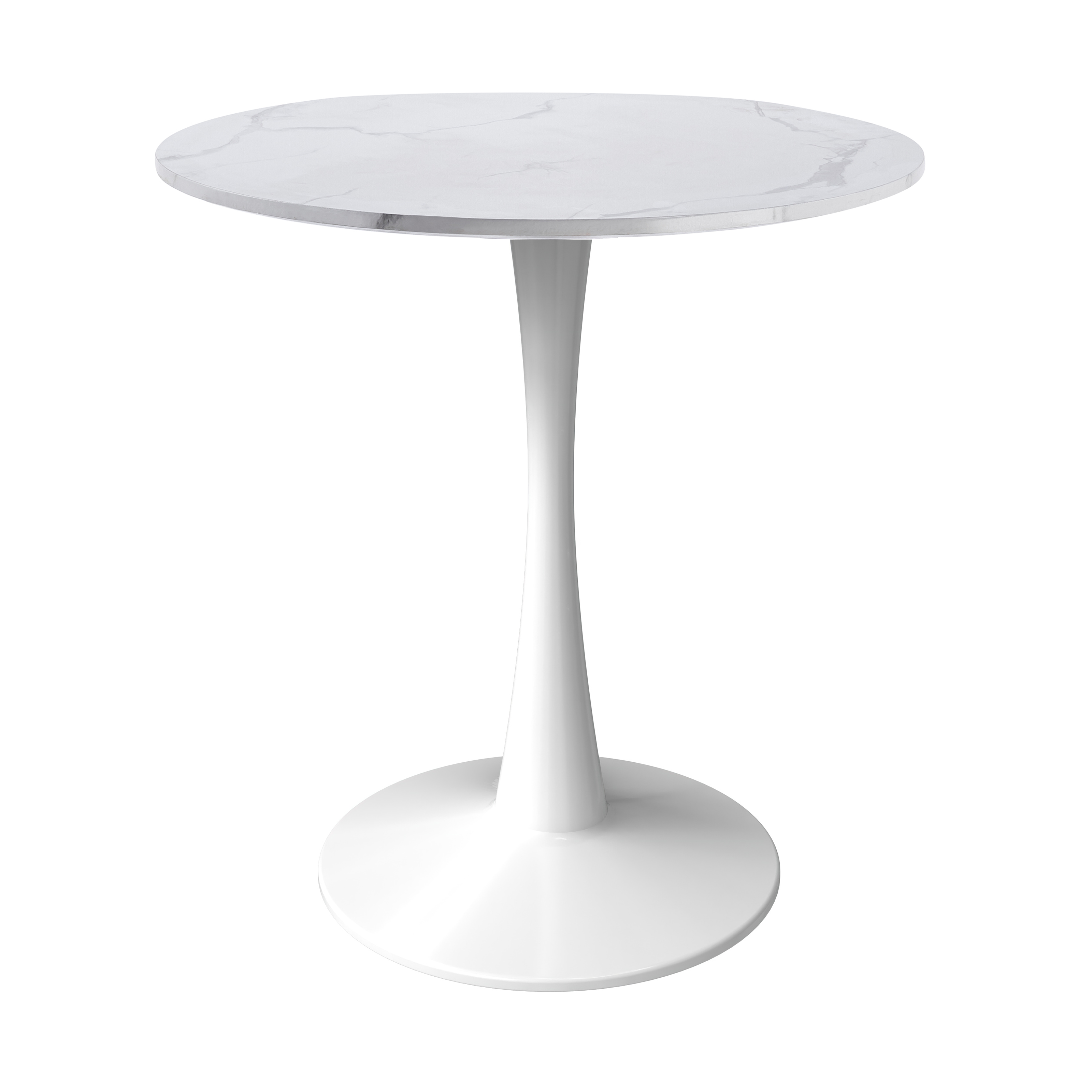Bristol Round Dining Table with MDF/Sintered Stone/Glass Wood Tabletop in White Steel