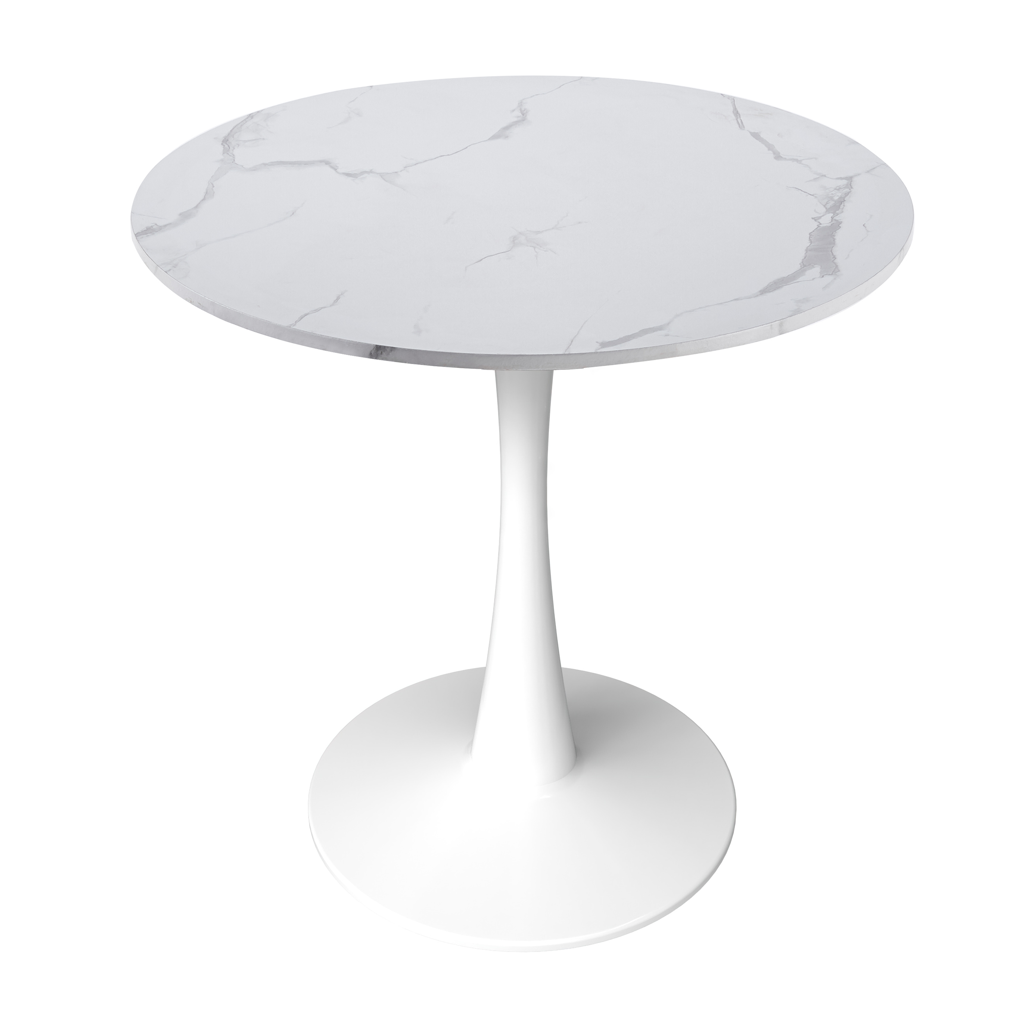 Bristol Round Dining Table with MDF/Sintered Stone/Glass Wood Tabletop in White Steel