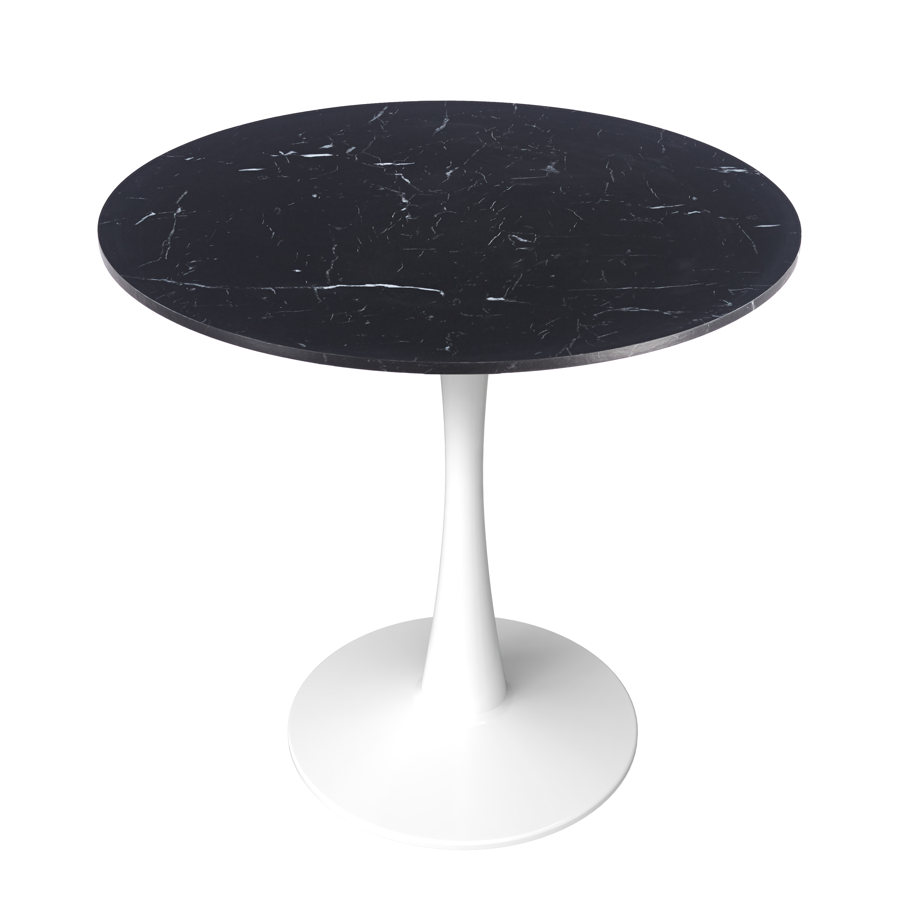 Bristol Round Dining Table with MDF/Sintered Stone/Glass Wood Tabletop in White Steel