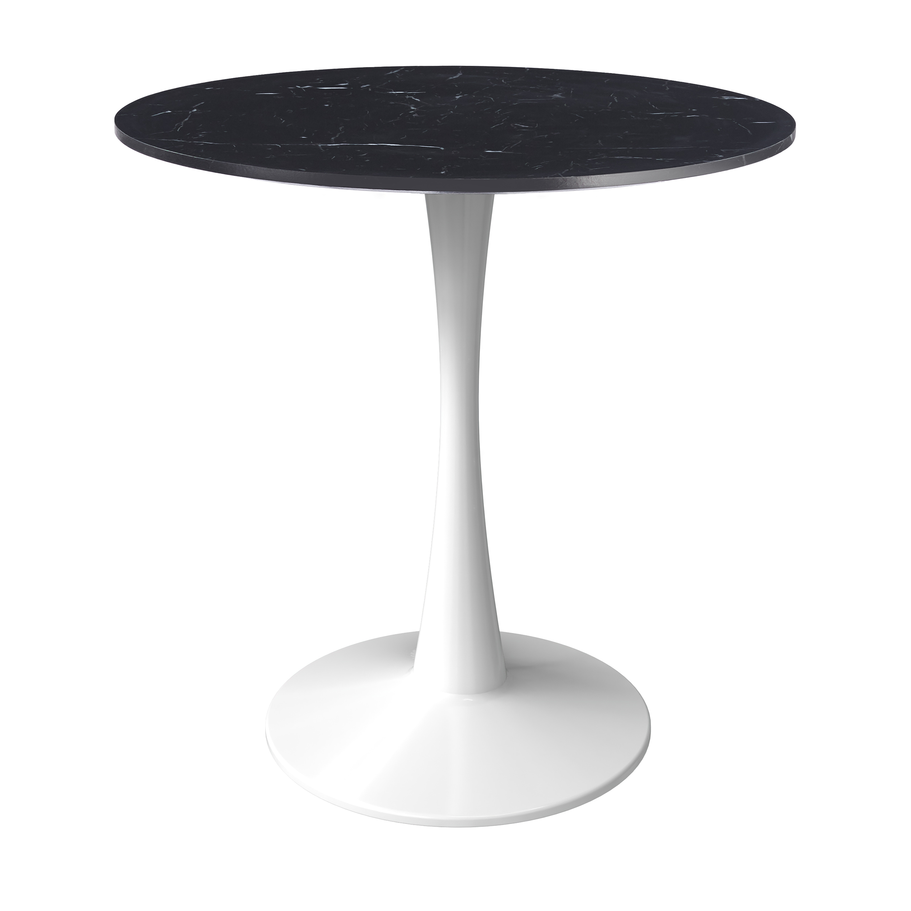 Bristol Round Dining Table with MDF/Sintered Stone/Glass Wood Tabletop in White Steel