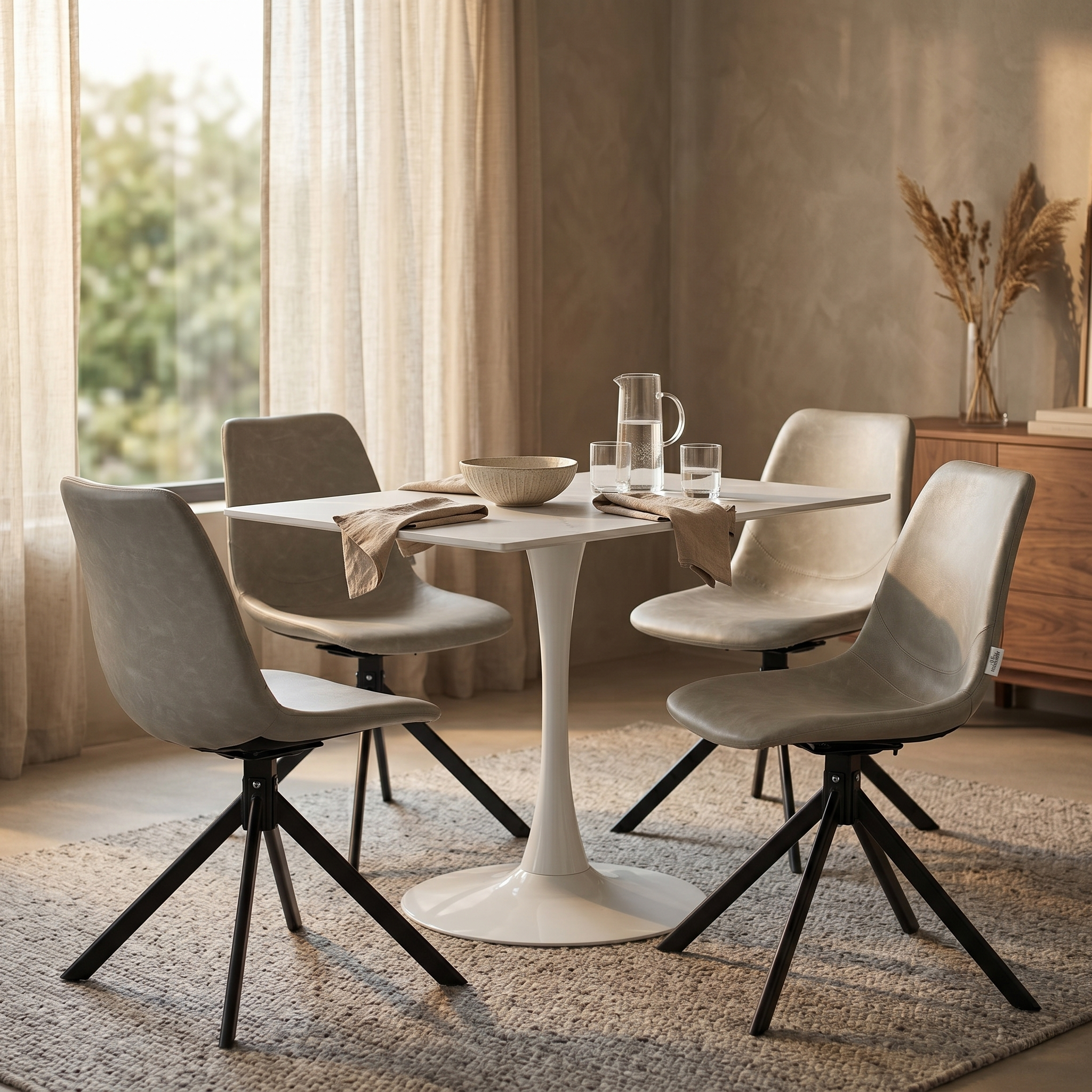 Bristol Dining Table with Sintered Stone Rectangular Tabletop and Steel Base
