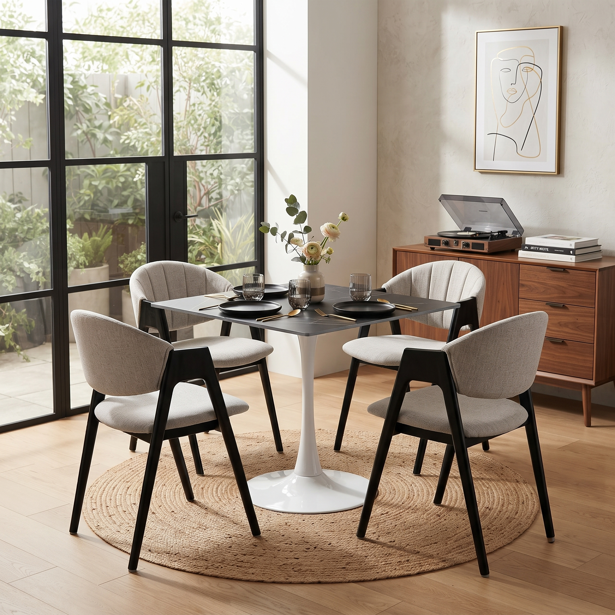 Bristol Square Dining Table with Sintered Stone Top and Steel Base