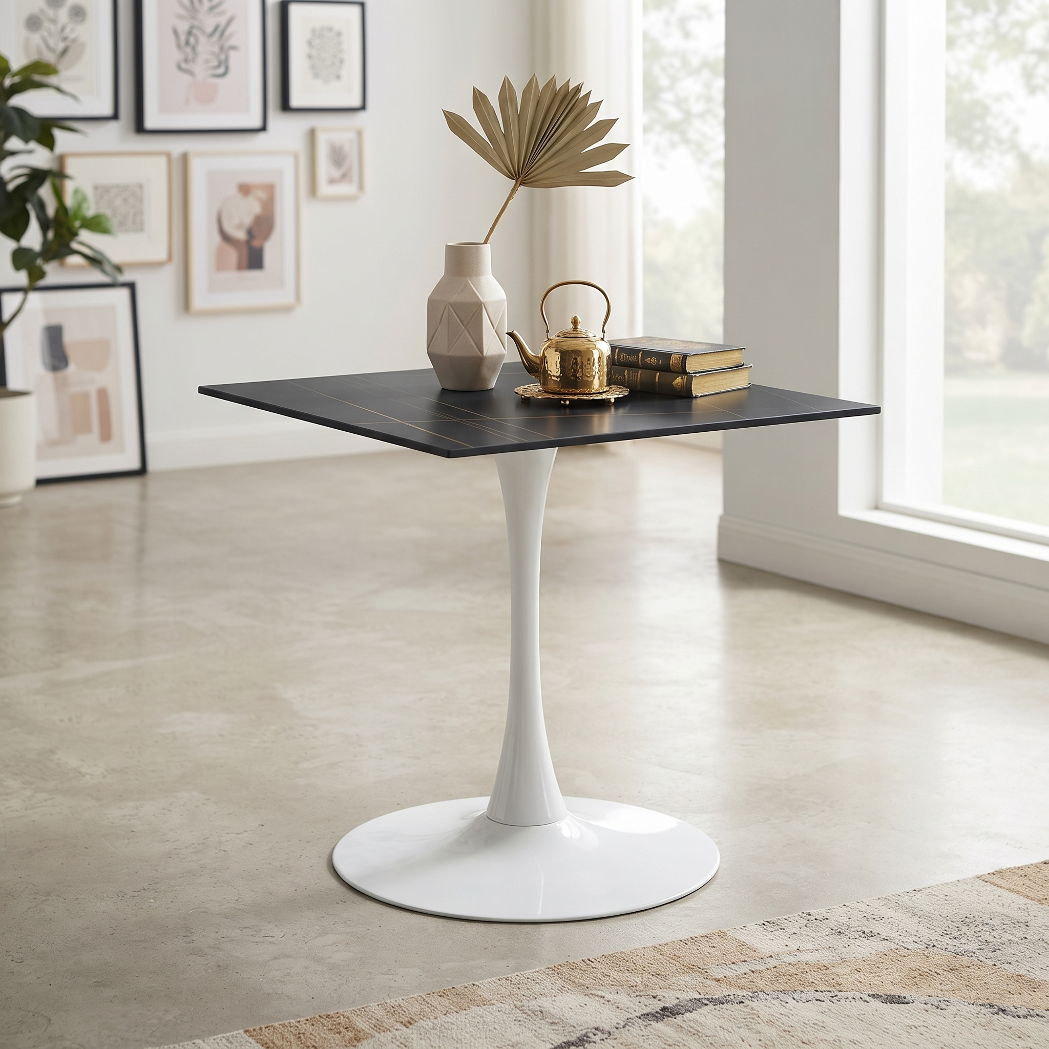 Bristol Square Dining Table with Sintered Stone Top and Steel Base