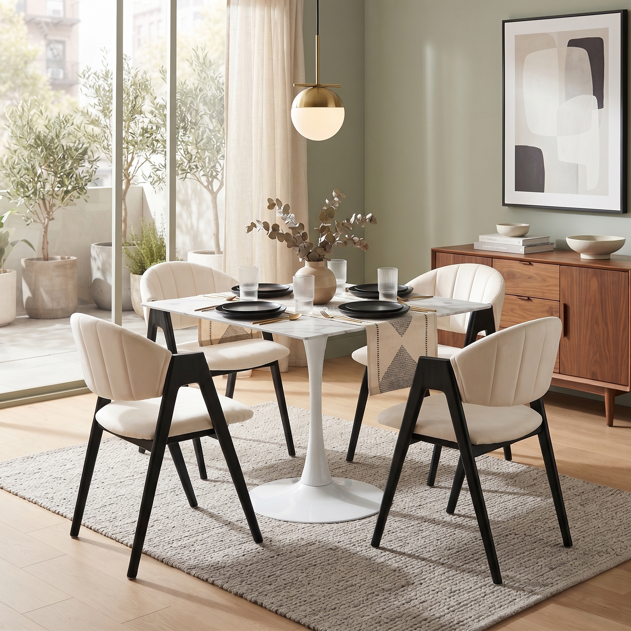 Bristol Square Dining Table with Sintered Stone Top and Steel Base