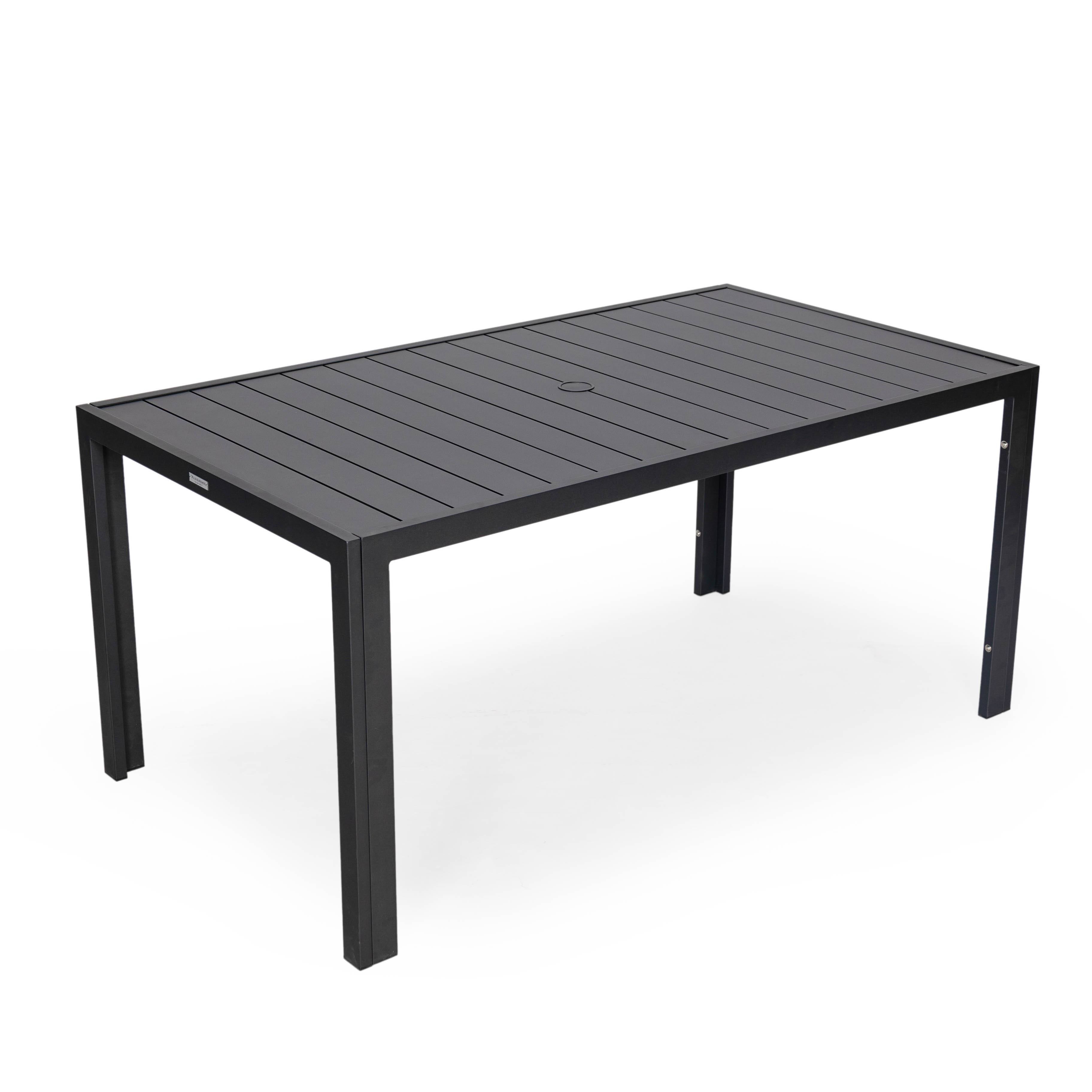 Chelsea 7-Piece Modern Outdoor Dining Set in Black Aluminum with Removable Cushions