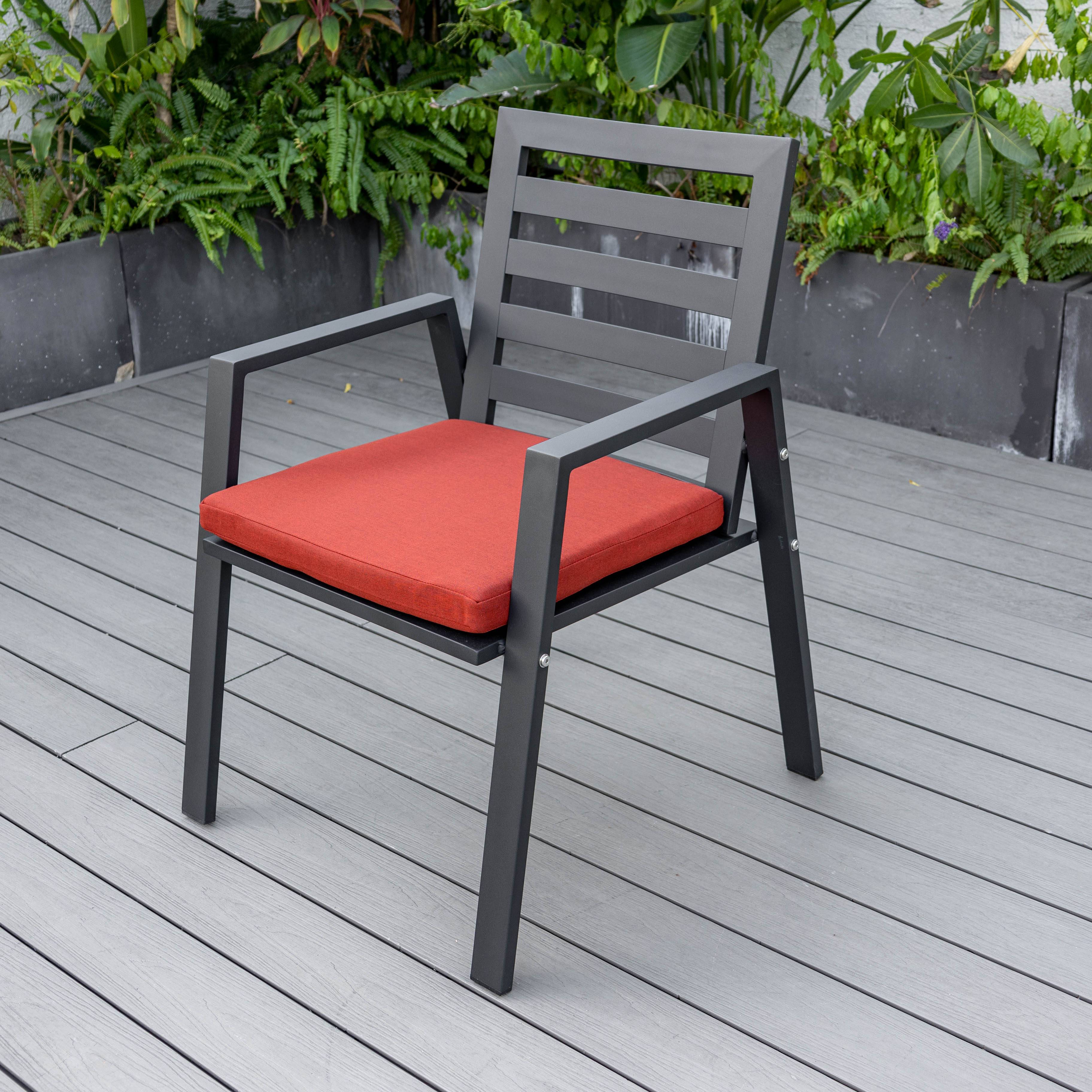 Chelsea 9-Piece Modern Outdoor Dining Set in Black Aluminum with Removable Cushions