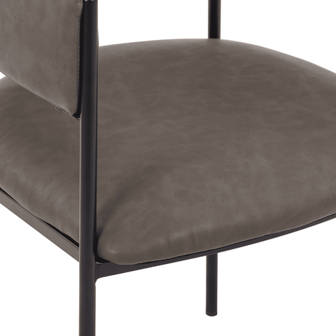 Cyril Dining Chair in Leather or Velvet with Open Back Design and Powder-Coated Iron Frame