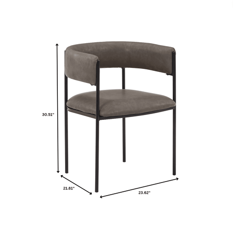 Cyril Dining Chair in Leather or Velvet with Open Back Design and Powder-Coated Iron Frame