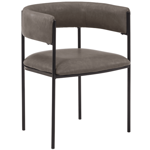 Cyril Dining Chair in Leather or Velvet with Open Back Design and Powder-Coated Iron Frame