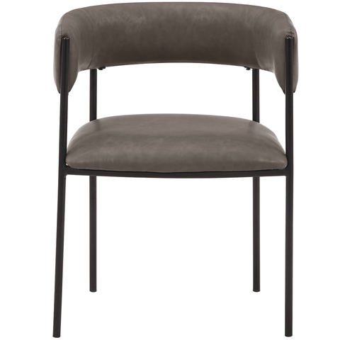 Cyril Dining Chair in Leather or Velvet with Open Back Design and Powder-Coated Iron Frame