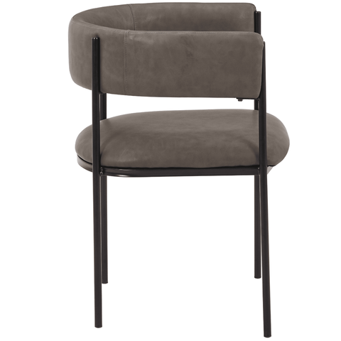 Cyril Dining Chair in Leather or Velvet with Open Back Design and Powder-Coated Iron Frame