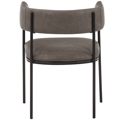 Cyril Dining Chair in Leather or Velvet with Open Back Design and Powder-Coated Iron Frame