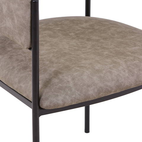 Cyril Dining Chair in Leather or Velvet with Open Back Design and Powder-Coated Iron Frame