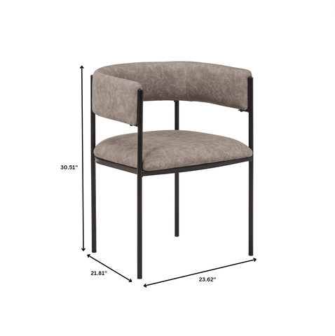 Cyril Dining Chair in Leather or Velvet with Open Back Design and Powder-Coated Iron Frame