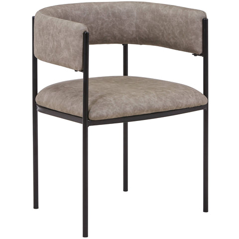 Cyril Dining Chair in Leather or Velvet with Open Back Design and Powder-Coated Iron Frame