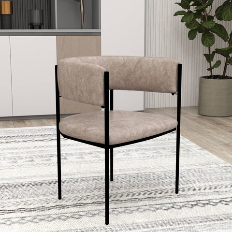 Cyril Dining Chair in Leather or Velvet with Open Back Design and Powder-Coated Iron Frame