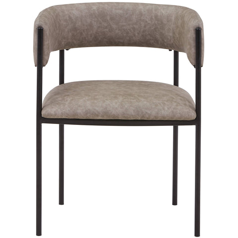 Cyril Dining Chair in Leather or Velvet with Open Back Design and Powder-Coated Iron Frame