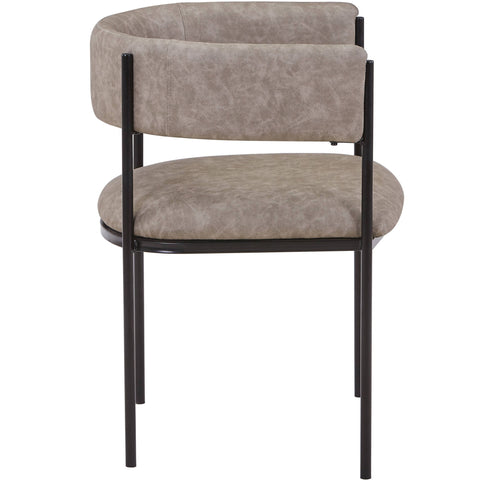 Cyril Dining Chair in Leather or Velvet with Open Back Design and Powder-Coated Iron Frame