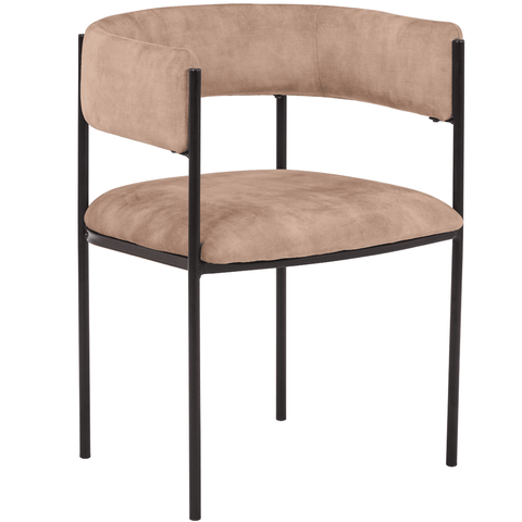 Cyril Dining Chair in Leather or Velvet with Open Back Design and Powder-Coated Iron Frame