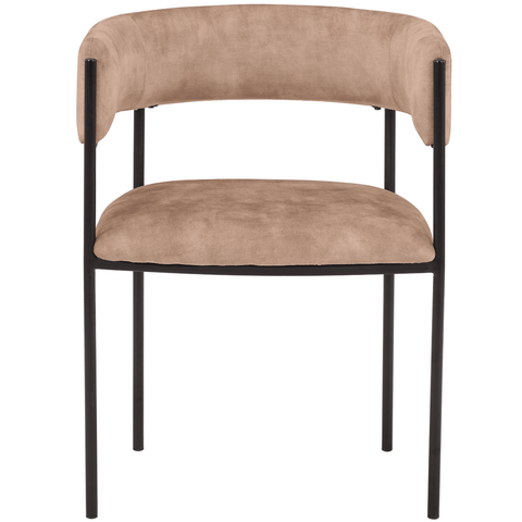 Cyril Dining Chair in Leather or Velvet with Open Back Design and Powder-Coated Iron Frame