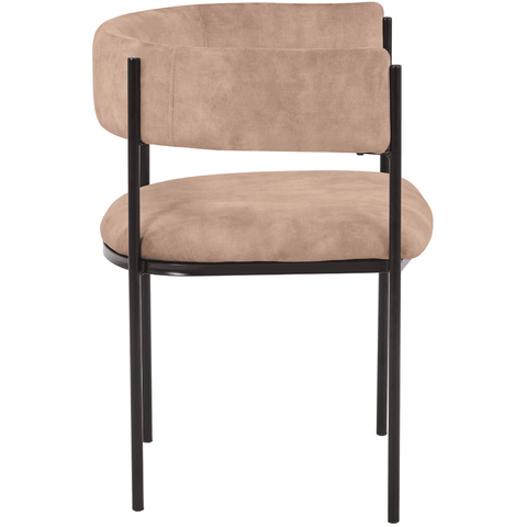 Cyril Dining Chair in Leather or Velvet with Open Back Design and Powder-Coated Iron Frame