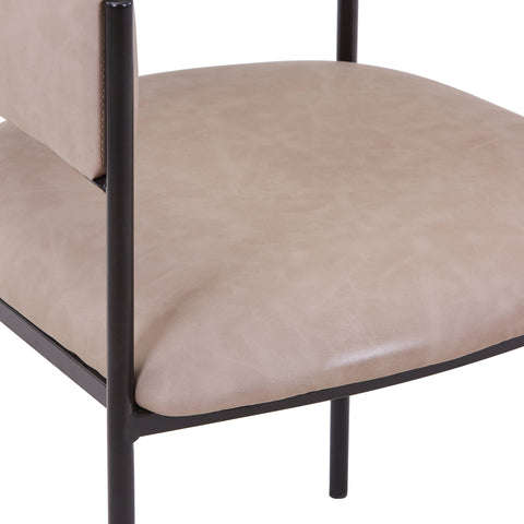 Cyril Dining Chair in Leather or Velvet with Open Back Design and Powder-Coated Iron Frame