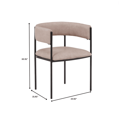 Cyril Dining Chair in Leather or Velvet with Open Back Design and Powder-Coated Iron Frame