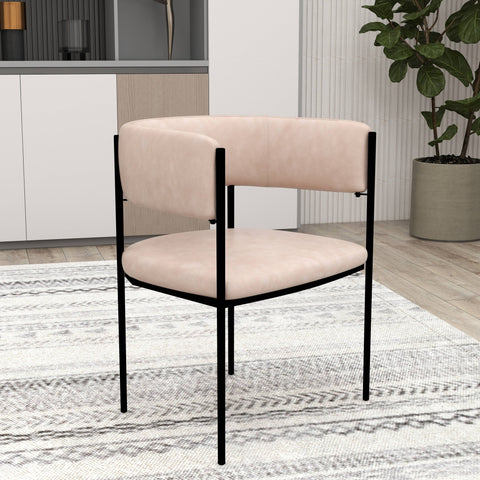 Cyril Dining Chair in Leather or Velvet with Open Back Design and Powder-Coated Iron Frame