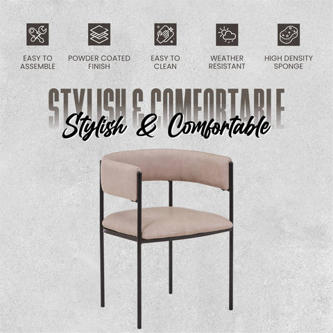 Cyril Dining Chair in Leather or Velvet with Open Back Design and Powder-Coated Iron Frame