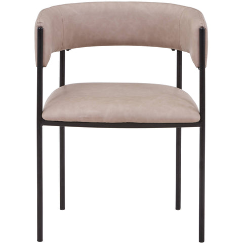 Cyril Dining Chair in Leather or Velvet with Open Back Design and Powder-Coated Iron Frame