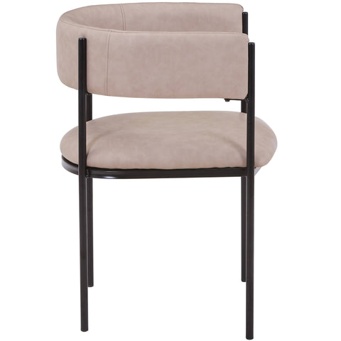 Cyril Dining Chair in Leather or Velvet with Open Back Design and Powder-Coated Iron Frame