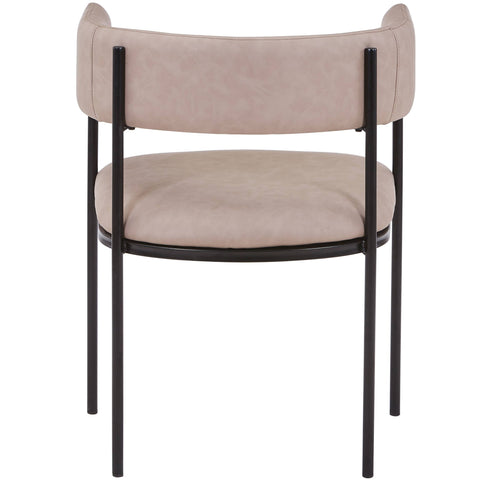 Cyril Dining Chair in Leather or Velvet with Open Back Design and Powder-Coated Iron Frame