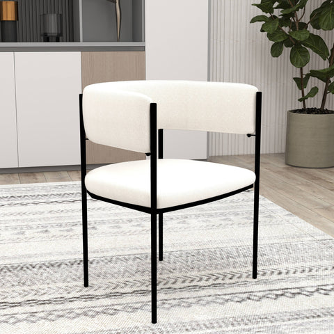 Cyril Dining Chair in Leather or Velvet with Open Back Design and Powder-Coated Iron Frame