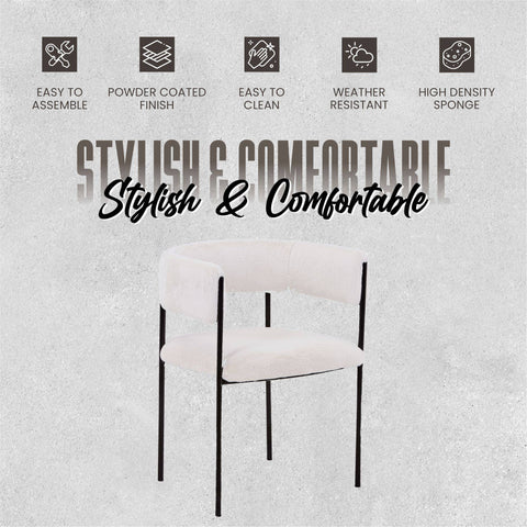 Cyril Dining Chair in Leather or Velvet with Open Back Design and Powder-Coated Iron Frame