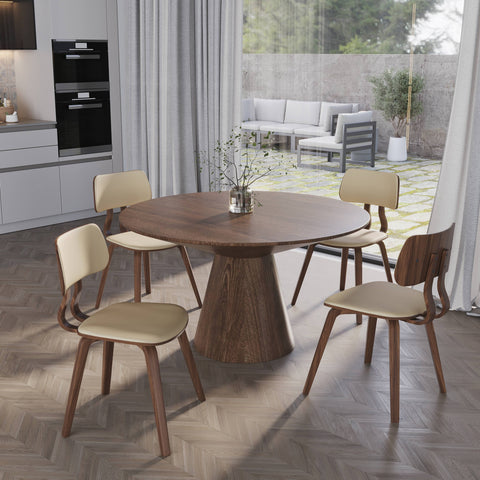 Clivo Modern Wooden Dining Chair With Walnut Color Frame