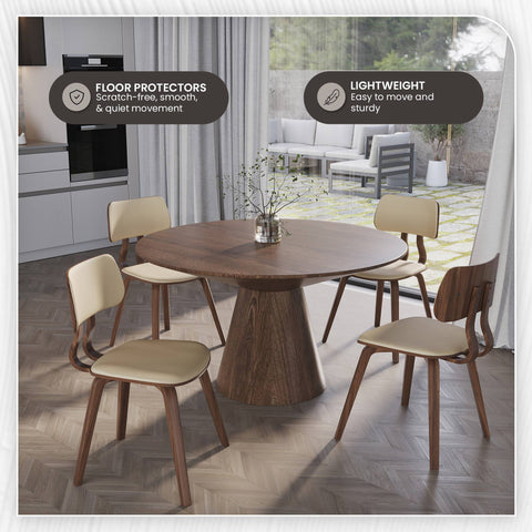 Clivo Modern Wooden Dining Chair With Walnut Color Frame