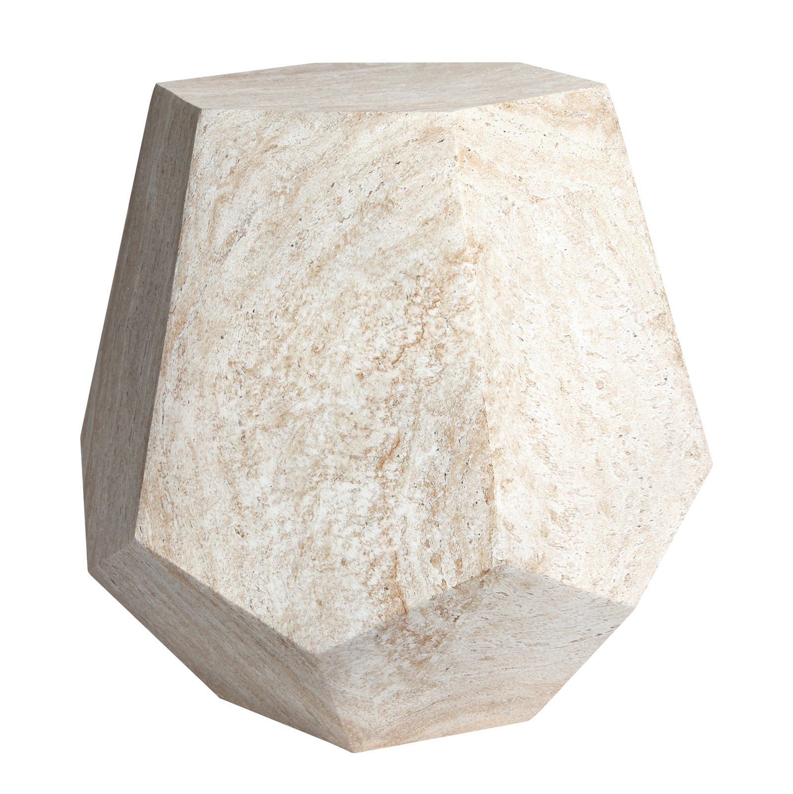 Capri Fiberstone Side/End Table Hexagonal Sculpture Design