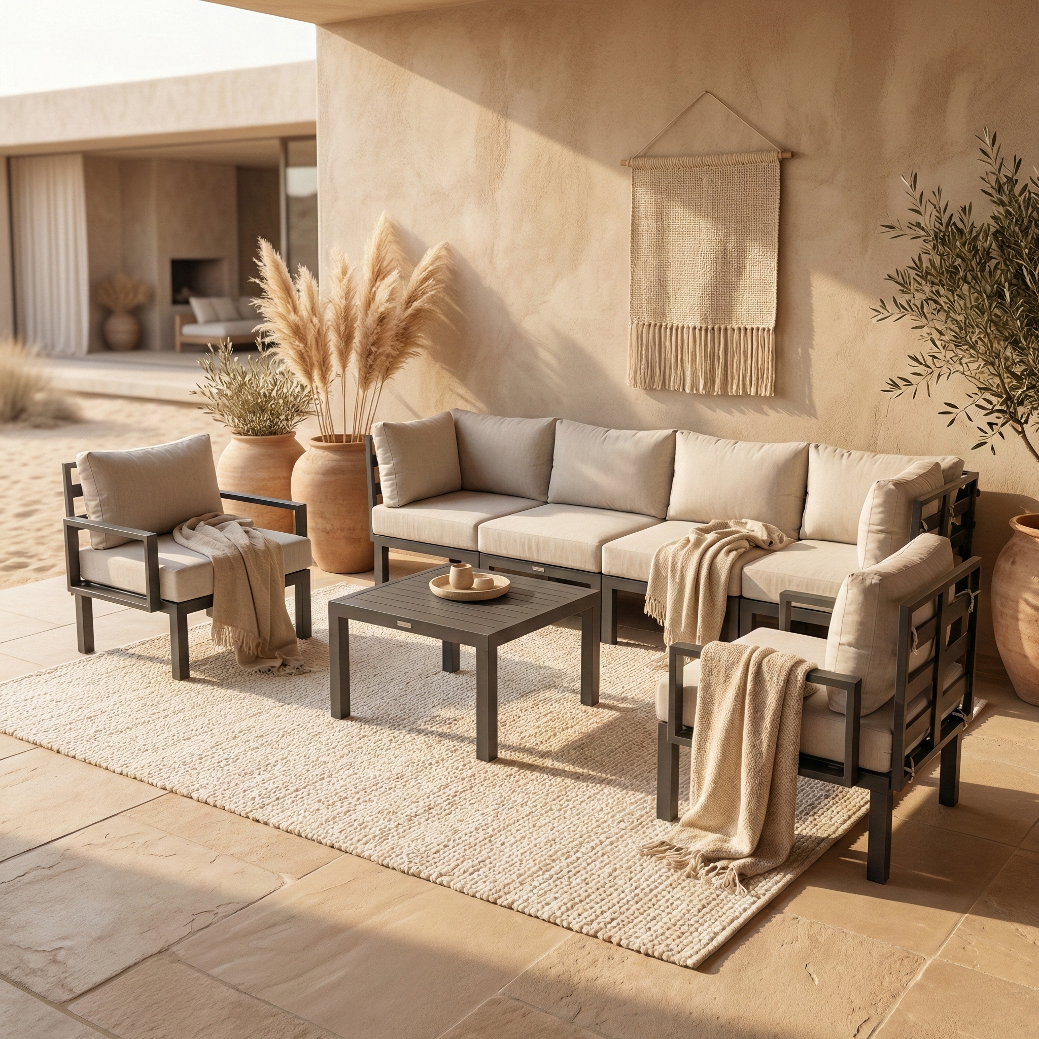 Chelsea Square 27 in. Wide Coffee Table in Aluminum for Indoor and Outdoor