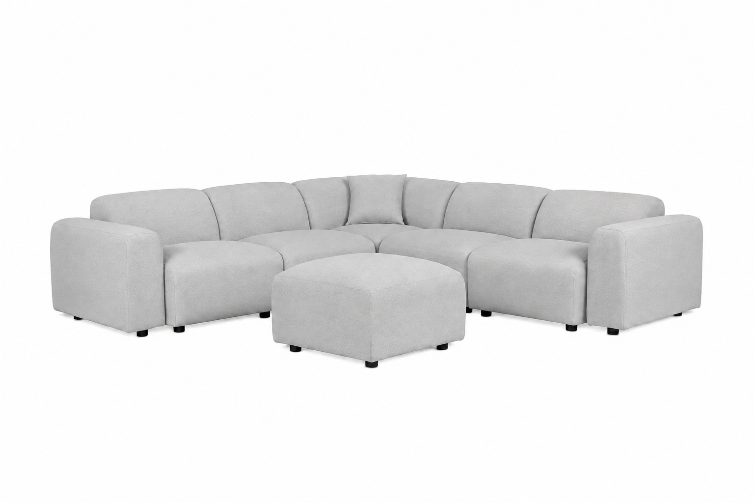 Whisper 4-6 Seater Sectional Set With a Chaise and Ottoman Upholstered in Linen/Leather/Polyester