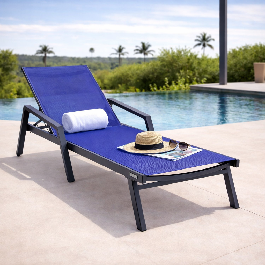 Marlin Aluminum Outdoor Chaise Lounge Chair with Sling Fabric Seat
