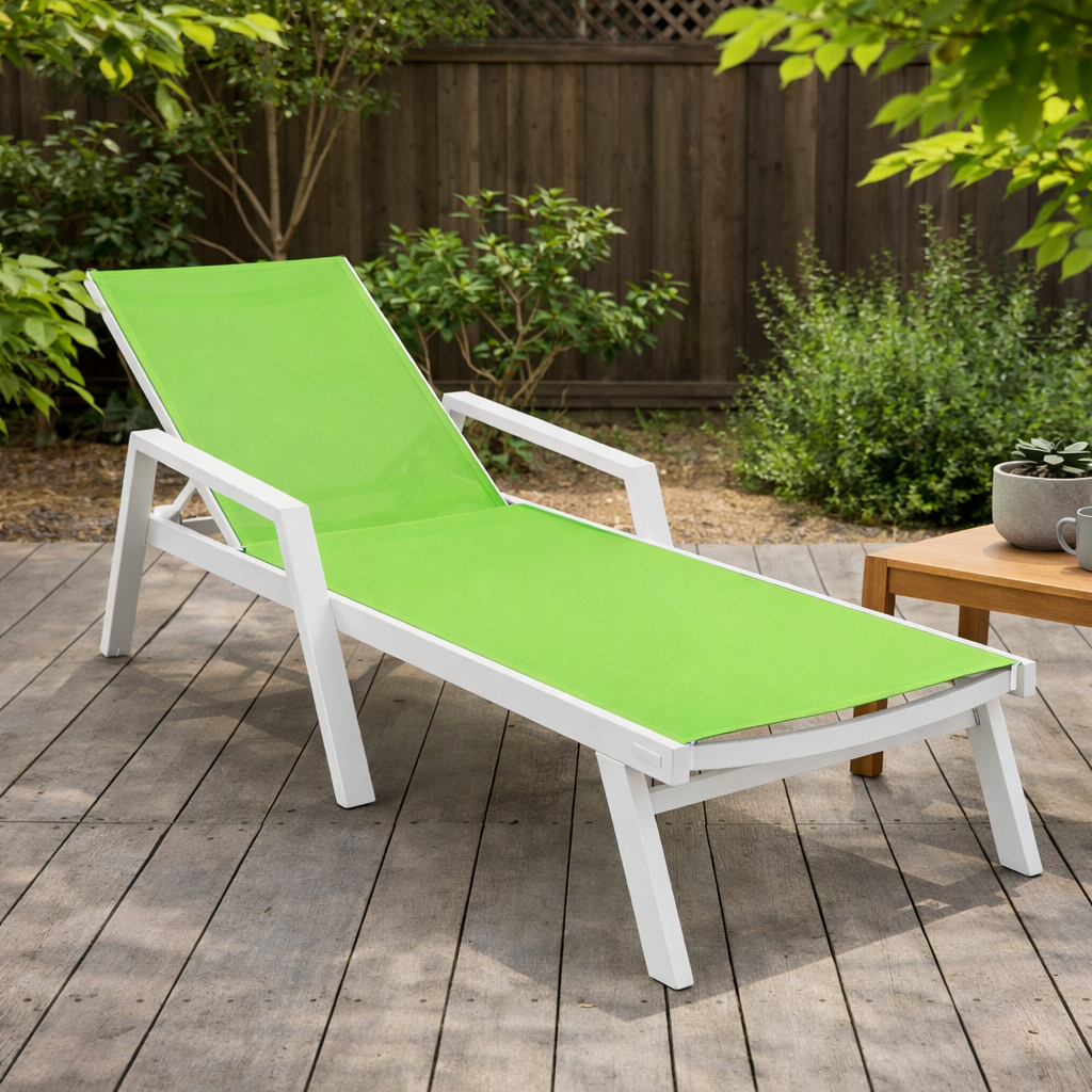 Marlin Aluminum Outdoor Chaise Lounge Chair with Sling Fabric Seat
