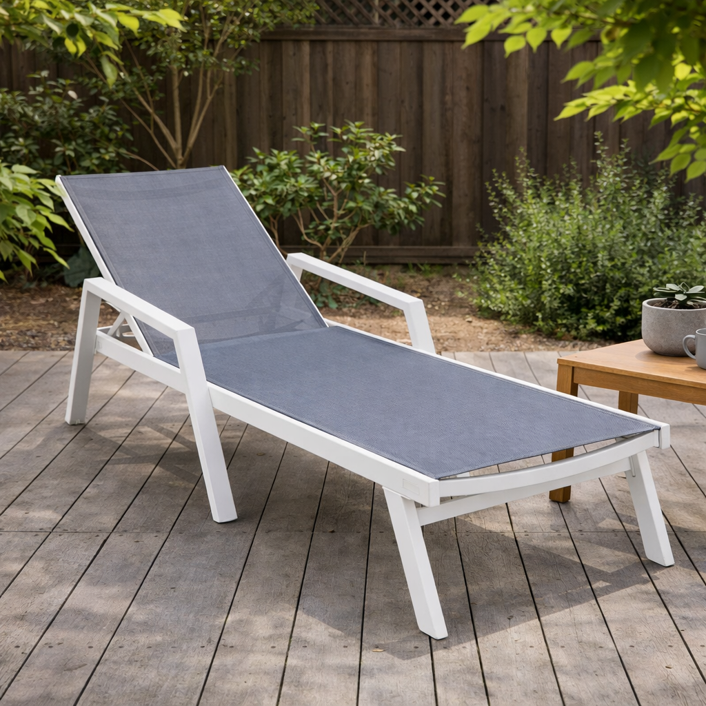 Marlin Aluminum Outdoor Chaise Lounge Chair with Sling Fabric Seat