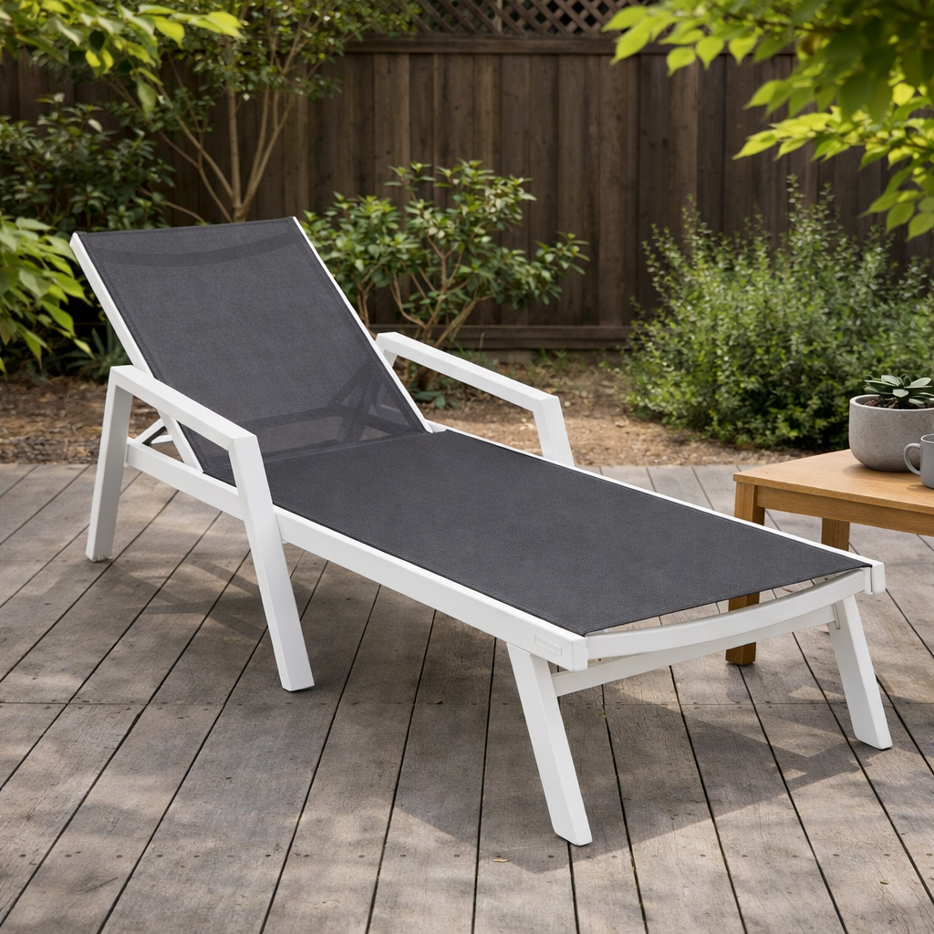 Marlin Aluminum Outdoor Chaise Lounge Chair with Sling Fabric Seat